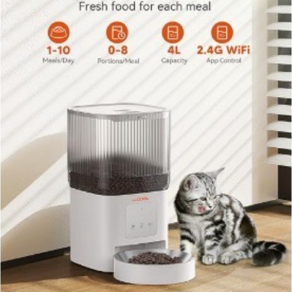 Automatic Cat Feeder with WiFi Control - White